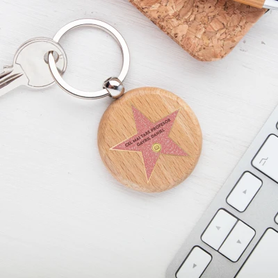 Breloc din lem personalizat-Stea