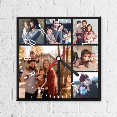 Ceas de perete patrat cu poze de familie