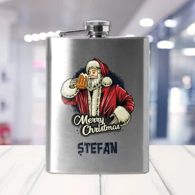 Sticla de buzunar cu textul tau de Craciun