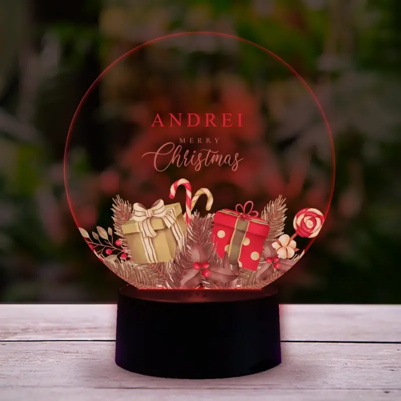 Lampa led 3D personalizata - Craciun Fericit