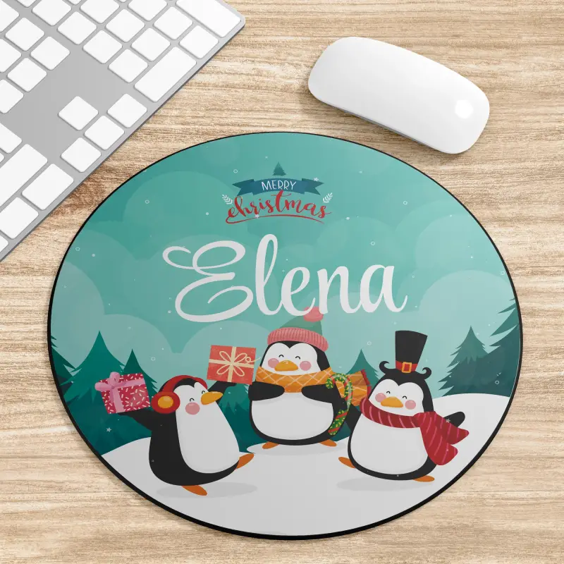 Mouse Pad Rotund personalizat amuzant cu Pinguini