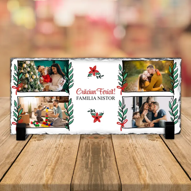 Placa de ardezie personalizata - Craciun Fericit