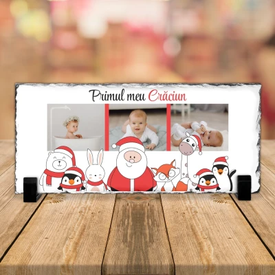 Placa de ardezie personalizata - Primul meu Craciun 