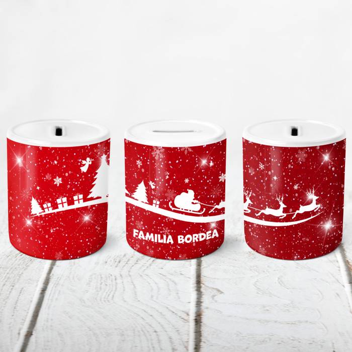 Pusculita personalizata - Craciun in familie