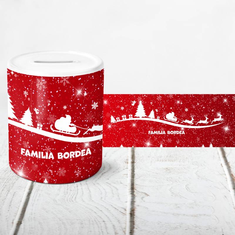 Pusculita personalizata - Craciun in familie