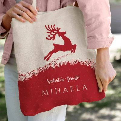 Sacosa Personalizata - Ren de Craciun