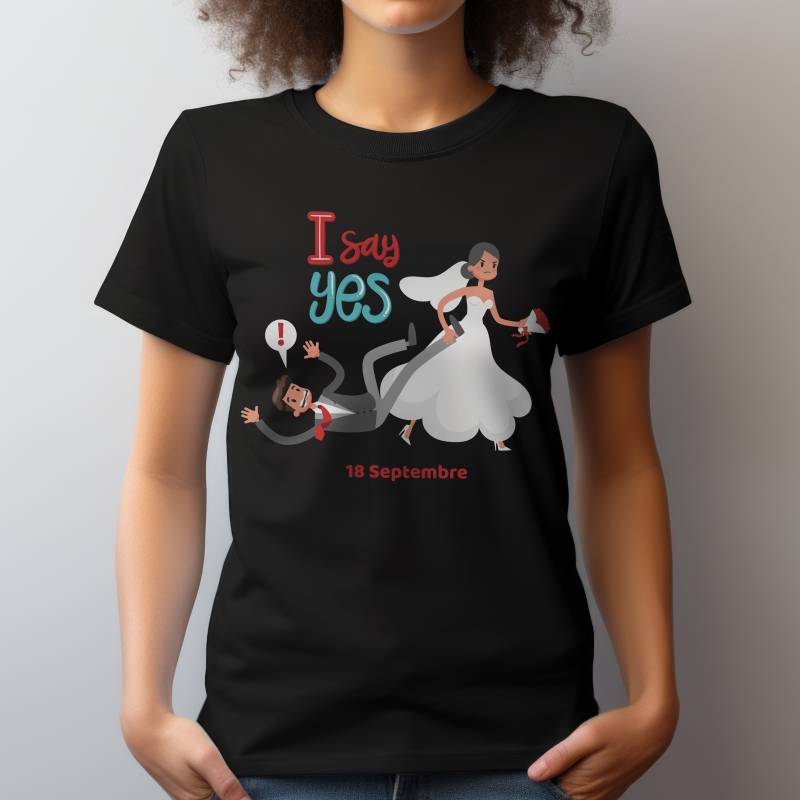 Tricou personalizat pentru petrecerea burlacitelor - I say yes