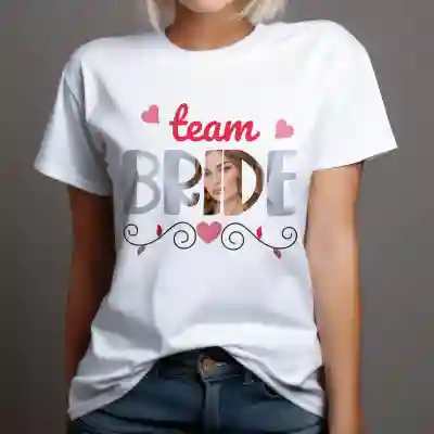 Tricou personalizat pentru petrecerea burlacitelor- Team bride cu poza