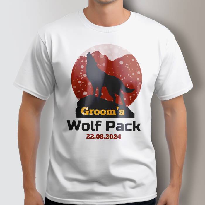 Tricou personalizat pentru petrecerea burlacilor - Groom's Wolf Pack