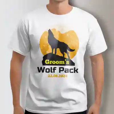 Tricou personalizat pentru petrecerea burlacilor - Groom's Wolf Pack