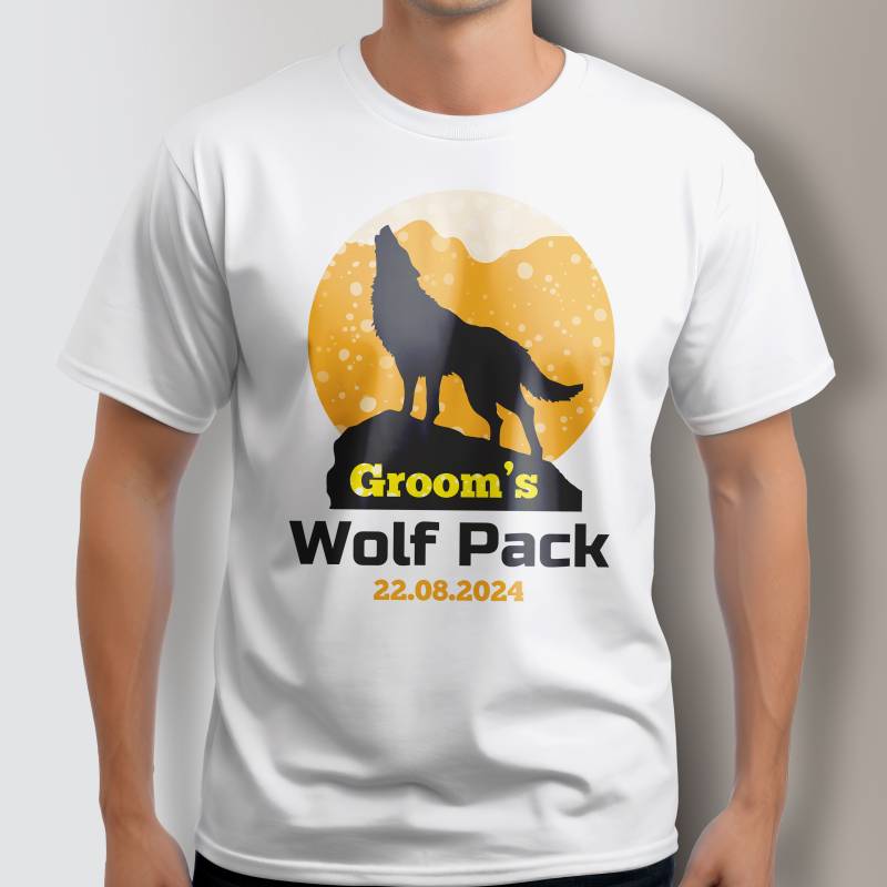 Tricou personalizat pentru petrecerea burlacilor - Groom's Wolf Pack