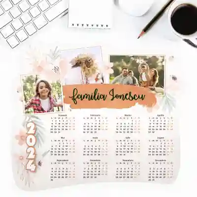 Magnet frigider Calendar de familie floral