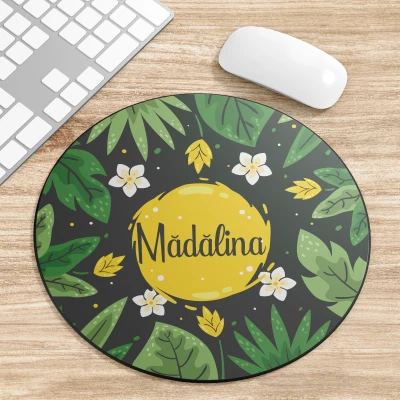 Mouse Pad Rotund personalizat cu un model Tropical