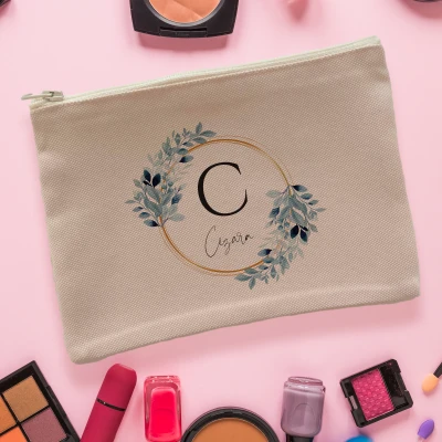 Portfard personalizat-Floral cu initiala si nume