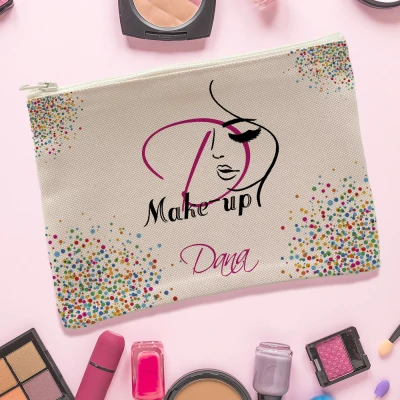 Portfard personalizat - Initiala si text make-up