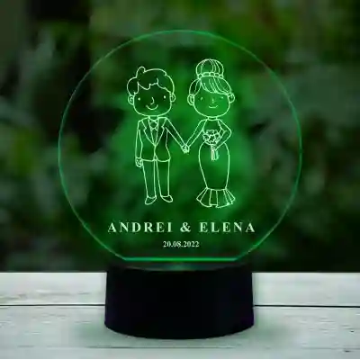 Lampa led 3D personalizata pentru cei proaspat casatoriti