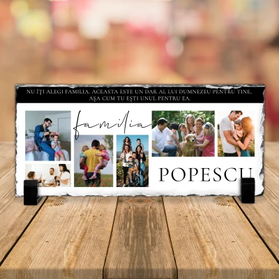 Placa de ardezie personalizate cu poza si mesaj pentru familie