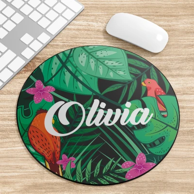 Mouse Pad Rotund personalizat cu model Floral si Nume