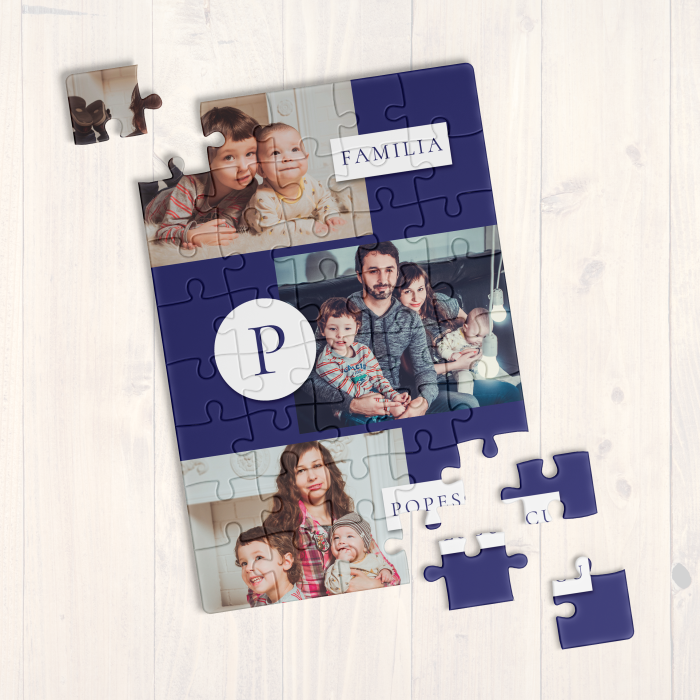 Puzzle personalizat cu nume si poze de familie