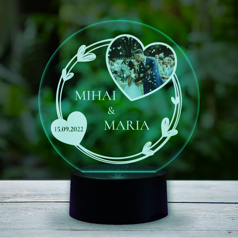 Lampa led 3D personalizata pentru un cuplu