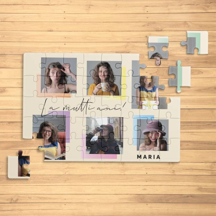 Puzzle personalizat cu mesajul aniversar ,,La multi ani!,,