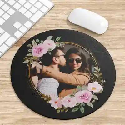 Mouse Pad Rotund personalizat cu model Mandala si Poza