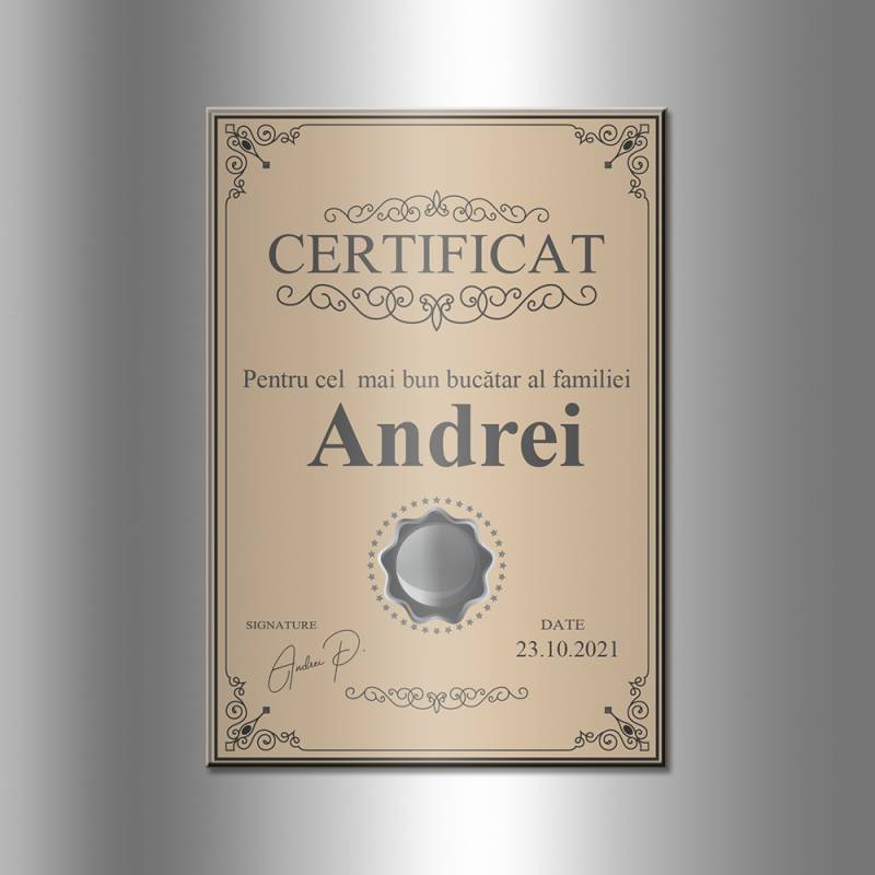 Magnet pentru frigider personalizat - Certificat