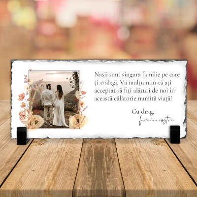 Placa de ardezie personalizata cu mesaj pentru Nasi