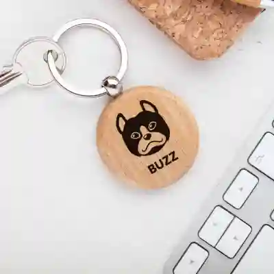 Breloc din Lemn personalizat cu rasa Pitbull