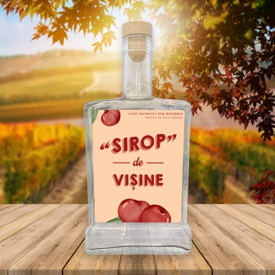 Sticla cu eticheta personalizabila - ''Sirop'' de visine