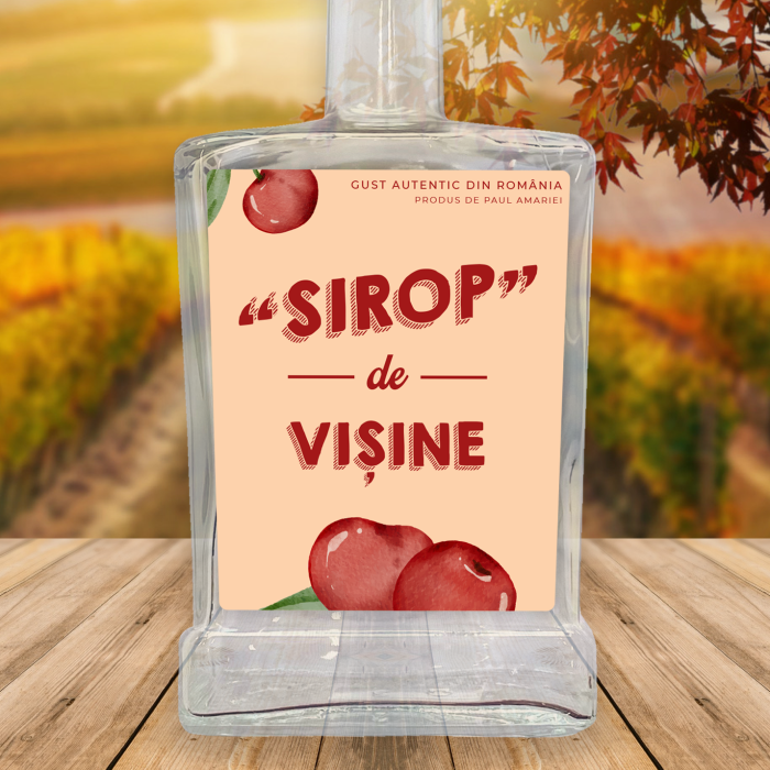 Sticle cu eticheta personalizabila - ''Sirop'' de visine