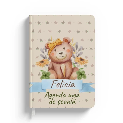 Agendă personalizată-Ursuleț de pluș pentru școală