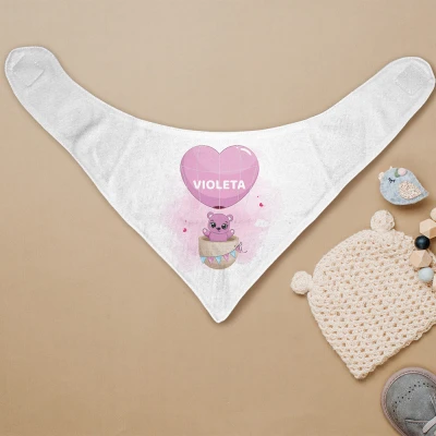 Bandana pentru copii personalizata - Ursulet cu balon