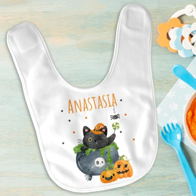 Bavetica personalizata-Pisica Halloween