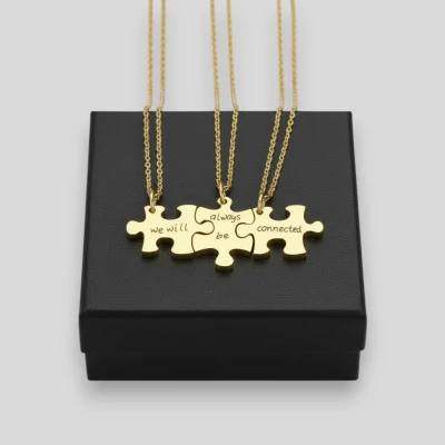 Set 3 coliere dama tip puzzle personalizate