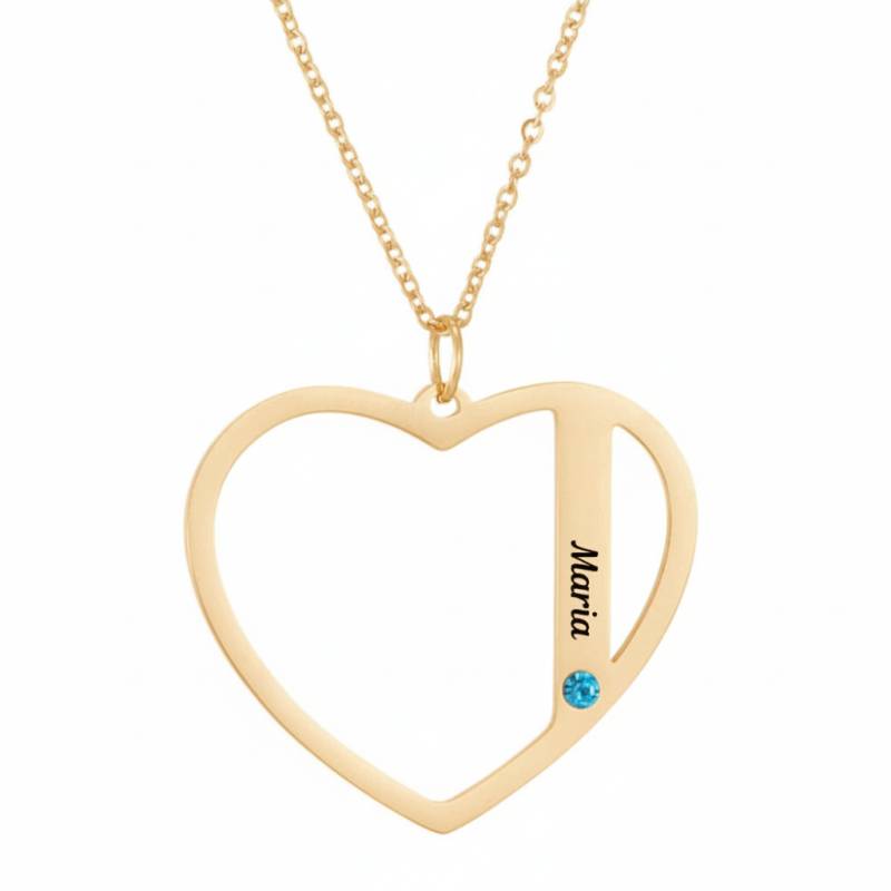 Colier cu pandantiv inimă cu un nume