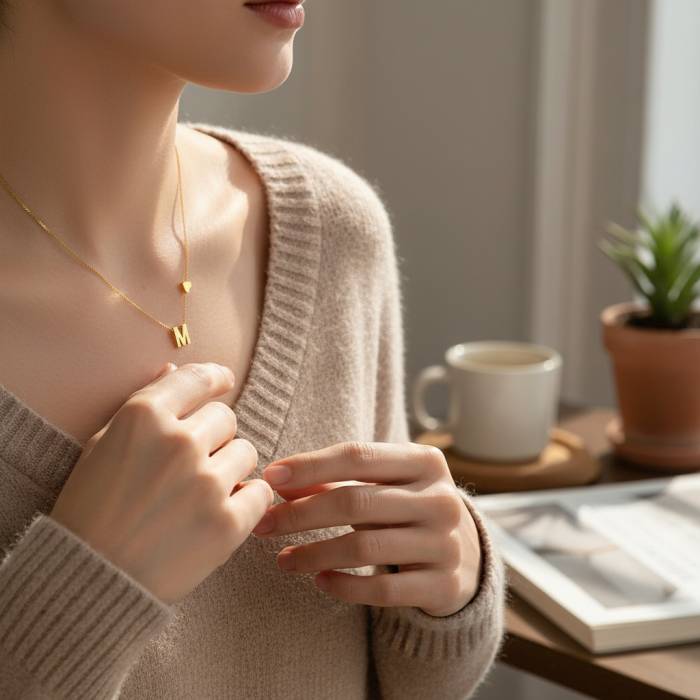 Colier dama cu litera personalizata