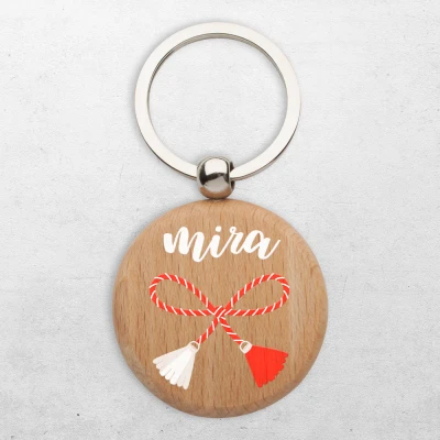 Breloc din Lemn personalizat - Nume si Martisor
