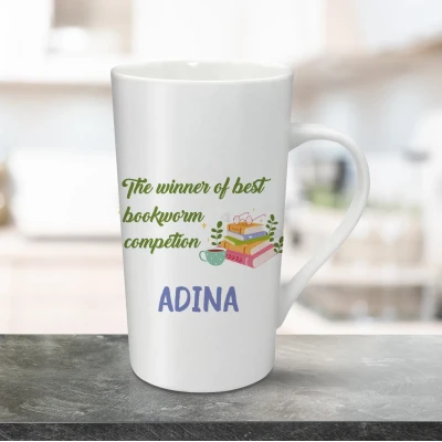 Cana pentru latte personalizata 470ml - Bookworm