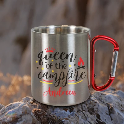 Cana personalizata din otel inoxidabil 200ml - Queen of the campfire