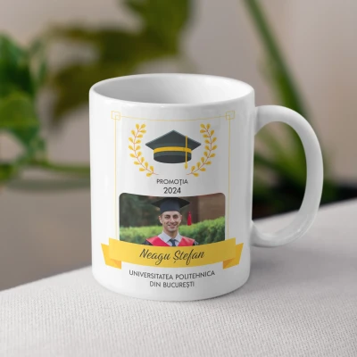 Cana personalizata - Absolvire cu auriu
