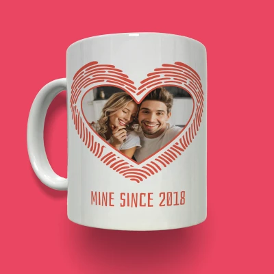 Cană Personalizate - Amprentă în formă de inimă cu poză