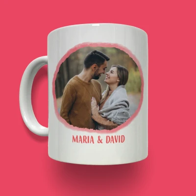 Cană Personalizată - Litere watercolor și poză