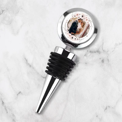 Dop personalizat pentru sticla de vin - Flori