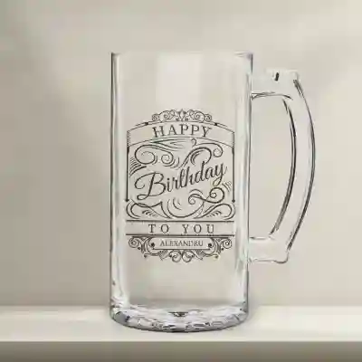 Halba de bere personalizata - Happy Birthday to you
