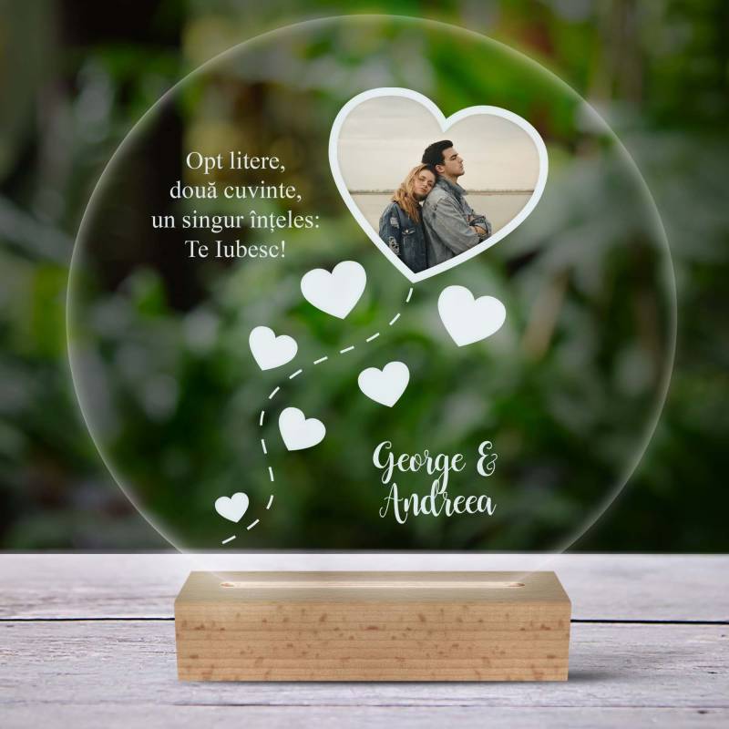 Lampa led personalizata cu inimi