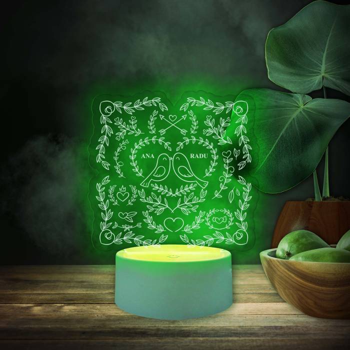Lampa led 3D personalizata cu pasari