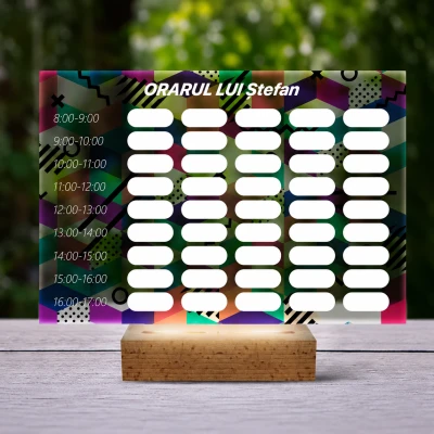 Lampă LED 3D Personalizată – Orar cu Design Abstract