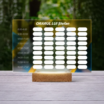 Lampă LED 3D Personalizată – Orar cu Design Geometric