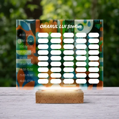Lampă LED 3D Personalizată – Orar cu Design Modern